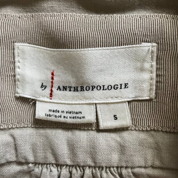 Anthropologie Cap Sleeve Ruched Shirt Dress Womens Small Khaki Tan Stretch Maxi - Picture 6 of 12